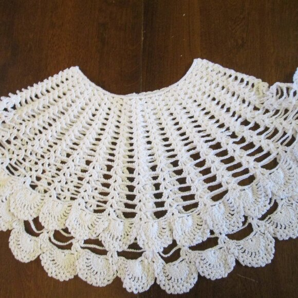 70's,80's Victorian style era vtg ecru white crocheted 11 button up dress collar - Picture 5 of 12